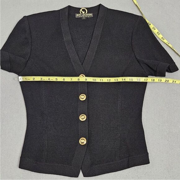 St. John Black Knit Cardigan with Gold Accents - Picture 8 of 11